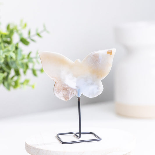 AGATE SLICE BUTTERFLY ON STAND