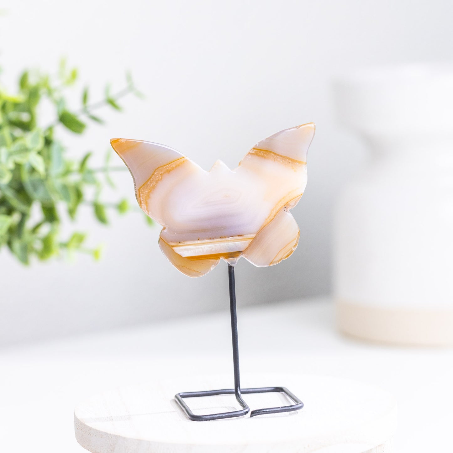 AGATE SLICE BUTTERFLY ON STAND