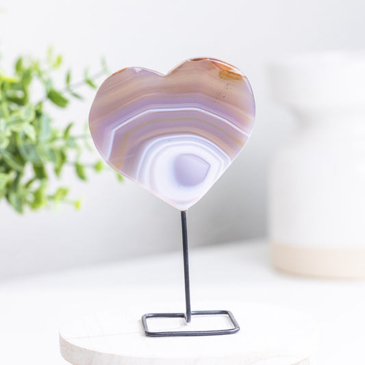 AGATE SLICE HEART ON STAND