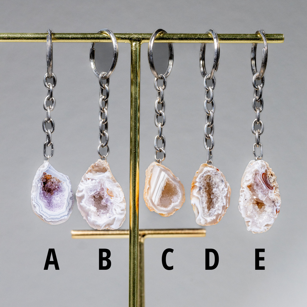 AGATE GEODE KEYCHAINS