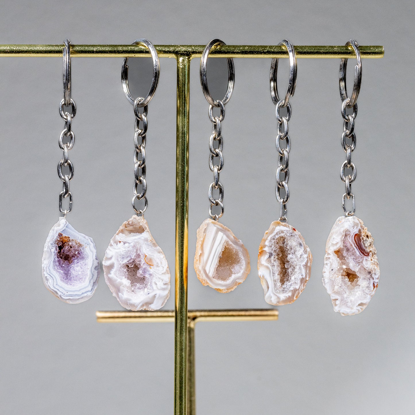 AGATE GEODE KEYCHAINS